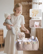 CEI-CEI Baby Diaper Caddy Organizer with Handle, Large Portable Nursery Storage Basket for Newborn Essentials, Changing Table and Car Organizer, Gift for Baby Shower - Image 6
