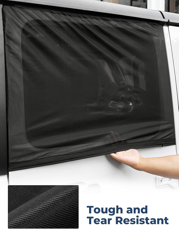 JOYTUTUS Rear Wrangler Side Window Sun Shade Camping Window Insect Screen Compatible with 2007-2026 Wrangler JK JL 4 Doors Gladiator JT, Car Window Covers for Privacy Blackout 2 Pcs - Image 6