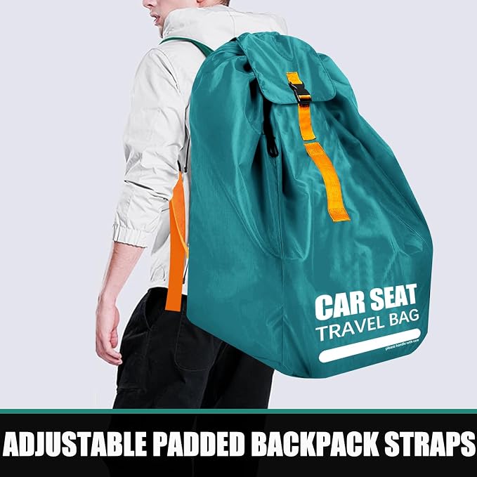 Car Seat Travel Bag for Airplane, Padded Strap Car Seat Bags for Air Travel | Large Car Seat Bags for Air Travel, Carseat Storage Bag Backpack for Airport, Carseat Cover Travel - Baby Travel Essential - Image 2