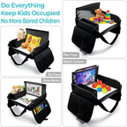 Kids Travel Tray for Car Seat, Carseat Table Tray for Kids Road Trip Activities, Car Trays for Kid Roadtrip Essentials, Toddler Lap Desk Organizer for Airplane - Black - Image 6