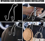 Bling Purse Hook for Car Headrest, Cute Car Seat Hooks (2Pack) | Upgraded,Durable Stainless,Car Purse Hanger,Purse holder,Rhinestones,Bag Hooks,Car Hooks for Purses and Bags Cute,Black - Image 5