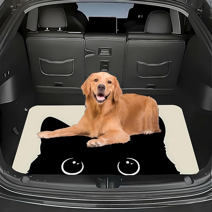 Universal Car Trunk Mat 29" x 39", Cute Cat Face All Weather Trunk Protection Cargo Liner, Durable Cargo Mat Rear Trunk Liner, Stylish Vehicle Interior Accessories Suitable for Most Car Models - Image 2