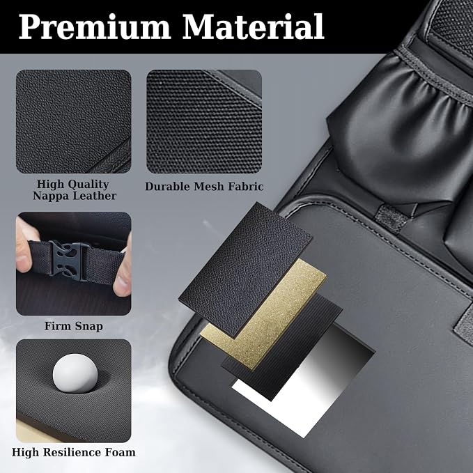 Coverado Backseat Car Organizer, Nappa Leather Car Seat Organizer with Touch Screen Tablet Holder, Foldable Food Tray, Kick Mats Protector, Multi Car Storage Accessories, Garbage Bag Holder-1 Pack - Image 4