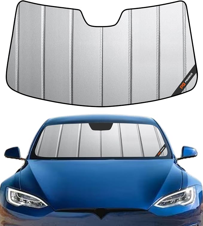 Pigenius Windshield Sun Shade for Tesla Model S 2012-2026, Custom Front Window Sunshade - Safeguard by Pigenius
