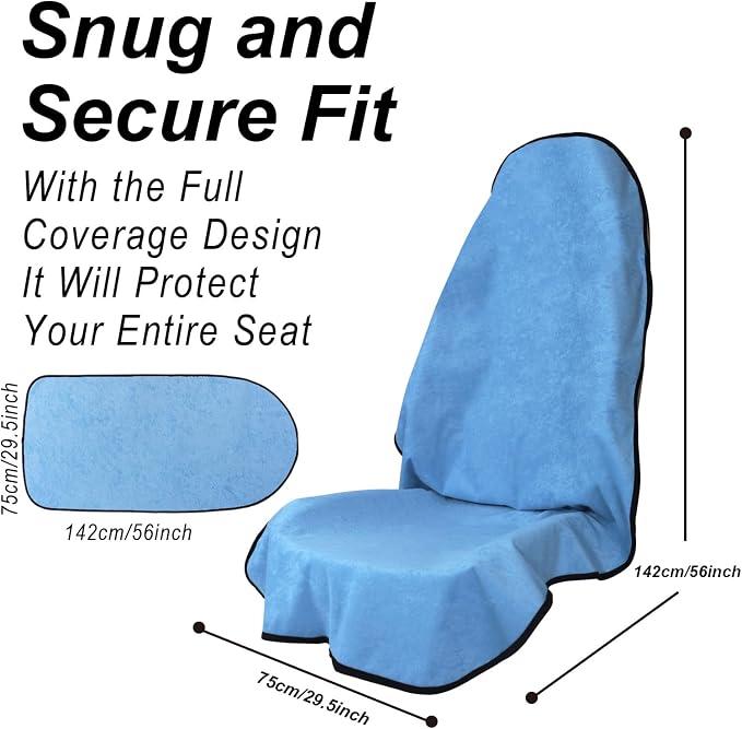 Car Seat Cover Protector Front Seats,for Gym Workout,Running,Swimming,Beach and Hiking,Waterproof Sweat Towel Bucket Seat Covers for Cars SUV Trucks (Sky Blue, 1Pcs) - Image 3