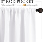 RYB HOME Short Curtains for Bedroom, Room Darkening Insulated | Rod Pocket, Summer Heat Light UV Blocking, Energy Saving, Drapes for Nursery, W34 x L45, Pure White, 2 Panels - Image 2