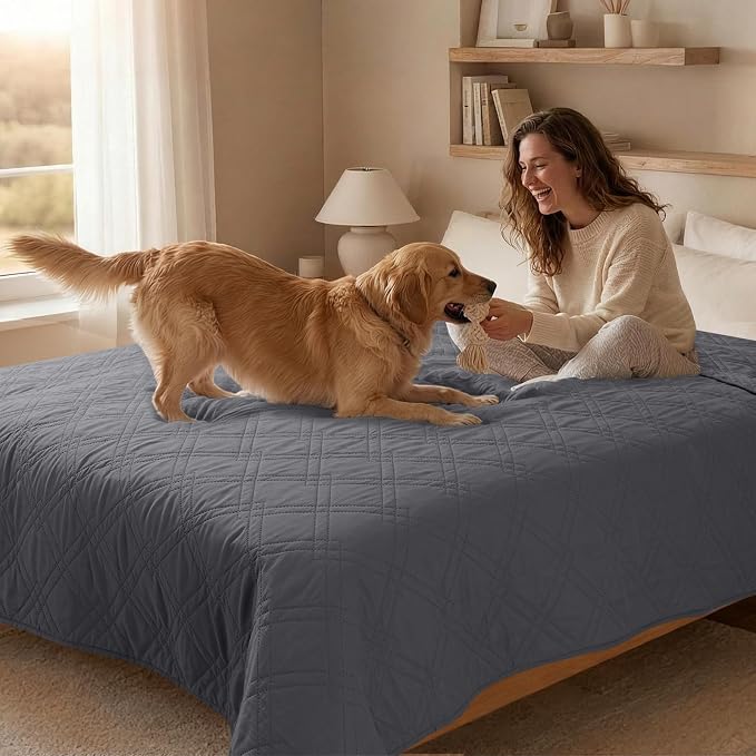 100% Waterproof Dog Bed Cover Pet Blanket, Gray+Gray (30"x30") | ,7-Layer Reversible Couch Covers for Dogs Met for Sofa Furniture Car Camping - Image 8