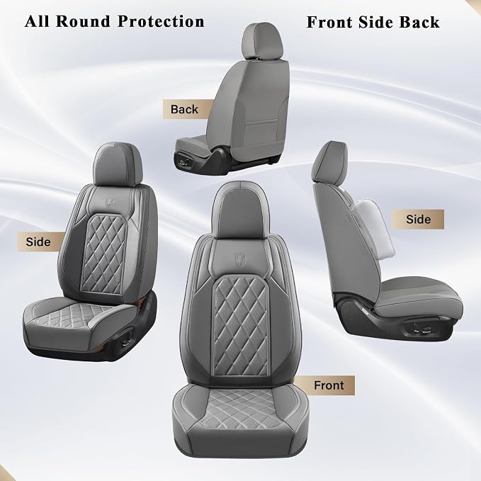 Coverado Car Seat Covers, Front Seat Cover, 2 Pack Luxury Faux Leather Seat Covers for Cars, Waterproof Car Seat Protector, Gray Car Seat Cover, Universal Car Seat Protectors Fit for Most Cars - Image 8
