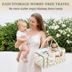 ABOOFAN Baby Diaper Caddy Organizer with Removable Dividers and Handle | Deer Print Felt Nursery Storage Bin, Holds Diapers, Wipes and Newborn Essentials, Portable for Changing Table, Car & Bedside - Image 6