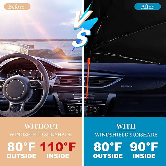 Funny Skeleton Car Windshield Sun Shade Umbrella, Car Windshield Sunshades Cover with 360¡ã Rotation Bendable Handle, Foldable Sun Shade for Most Vehicles - Image 5
