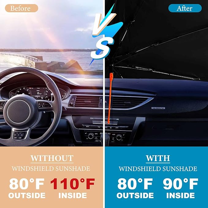 Leopard Print Car Windshield Sun Shade Umbrella, Foldable Car Front Windshield Sunshade with Bendable Handle, Windshield Sun Visor for Most Vehicles - Image 5
