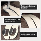 CoBak Purse Hook for Car - Universal Premium Stitched Leather and Aluminum-Magnesium Alloy Double Car Seat Back Storage Hook for Purses, Handbags, Bags (2 Pack),Beige - Image 3
