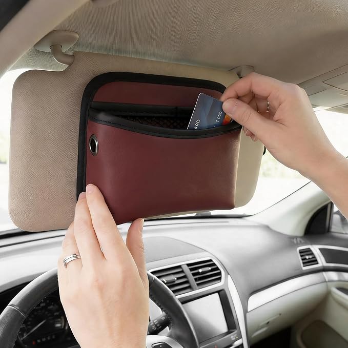 Car Seat Side Pocket Organizer, Multifunctional Leather Console Side Storage Pouch with Card Holder, Waterproof Phone & Sunglasses Pocket Bag for Car Door Seat Console (Red) - Image 6