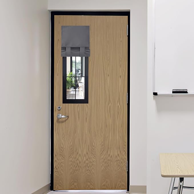 RYB HOME Front Door Window Covering Tie Up Small Sidelight Curtain Blackout | No Drill, Privacy Office Classroom Door Window Shade, Adhesive Rv Travel Curtains Portable Insulated,W12 x L40, Grey, 1 Panel by RYBHOME