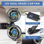 XOOL Clip Car Fan, Adjustable Dual Head 4 Inches 12V Fan for Front/Rear Seat Passenger, 360° Rotatable Electric Car Cooling Fans with Stepless Speed Regulation for SUV, RV, Vehicles - Image 5