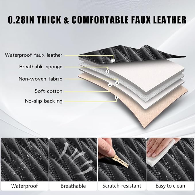 WELLDO Car Seat Covers, Black, w02 | Waterproof, Scratch-Resistant, Breathable & Easy to Clean, Universal Fit for SUV Sedan Truck, Full Set - Image 4