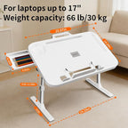 Laptop Desk Bed Table,Adjustable Lap Desk Bed Tray,Portable Folding Couch Table with Bookstand & Storage Drawer,Car Rear Seat Sofa Floor Laptop Tray Stand for Adult Kids Reading Writing Eating - Image 2