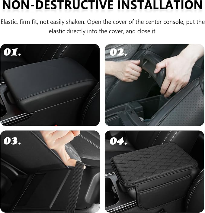 Stacool Upgraded Car Center Console Cover,Microfiber Leather Car Armrest Cover Cushion with 2 Storage Bags,Universal Car Armrest Storage Box (Orange) - Image 5