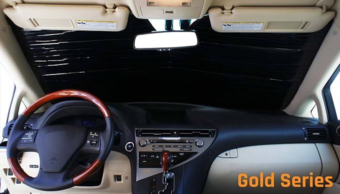 HeatShield, The Original Windshield Sun Shade, Custom-Fit for Toyota 4Runner SUV w/Rear View Mirror Cutout 1996, 1997, 1998, 1999, 2000, 2001, 2002 Gold Series - Image 5