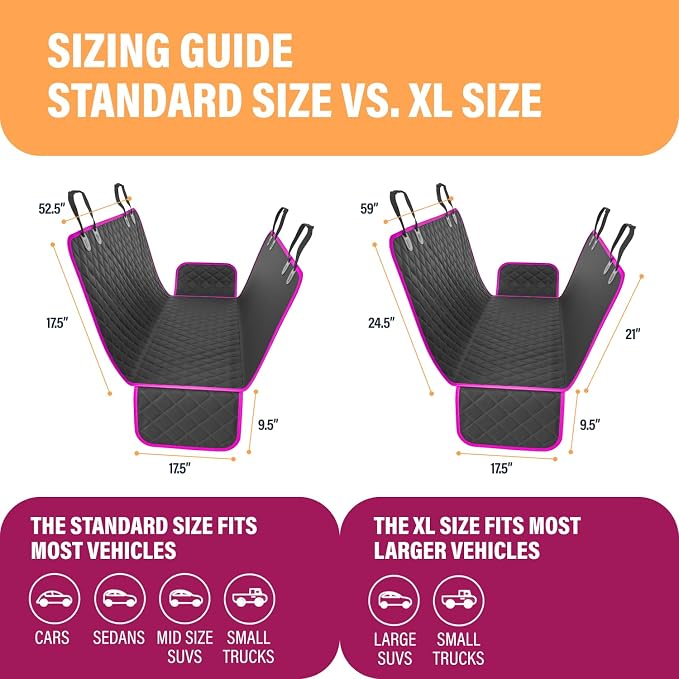 Pink XL Dog Car Hammock Back Seat Cover, Waterproof Backseat Cover Protector for Truck Bench Rear of Sedans or SUVs, Essential Pet Supplies Vacuum or Wipe Clean, Machine Washable - Image 5