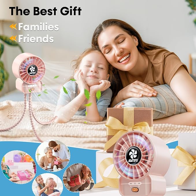 AMTIFO Pink Stroller Fan - USB Rechargeable, Quiet Cooling, 4 Adjustable Speeds, Portable Baby Fan for Strollers, Car Seats, Nurseries, Outdoor Use, Long-Lasting Battery - Image 9