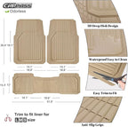 CAR PASS Heavy Duty Rubber Floor Mats for Car, Waterproof Liner Deep Dish Car Mats Full Sets, Universal Trim to Fit for SUV Truck Sedans Vans, All Weather Automotive Floor Mats 3pcs, Solid Beige - Image 3
