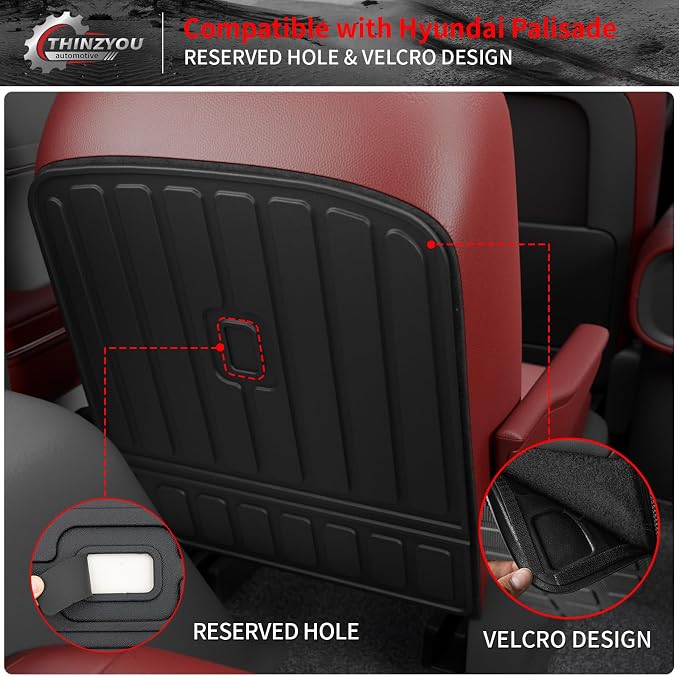 2nd Row Kick Mats for 2026 Hyundai Palisade 7 Seats | 2nd Row Captain Chairs Backrest Mats TPE All Weather Back Seat Cover Protector Palisade Accessories - Image 3