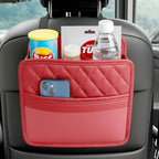 Mandark PU Leather Car Seat Back Organizer, Red | Three-pocket layout with clear panel, elastic strap installation, fits most cars, SUVs, and trucks, car interior accessories - Image 6