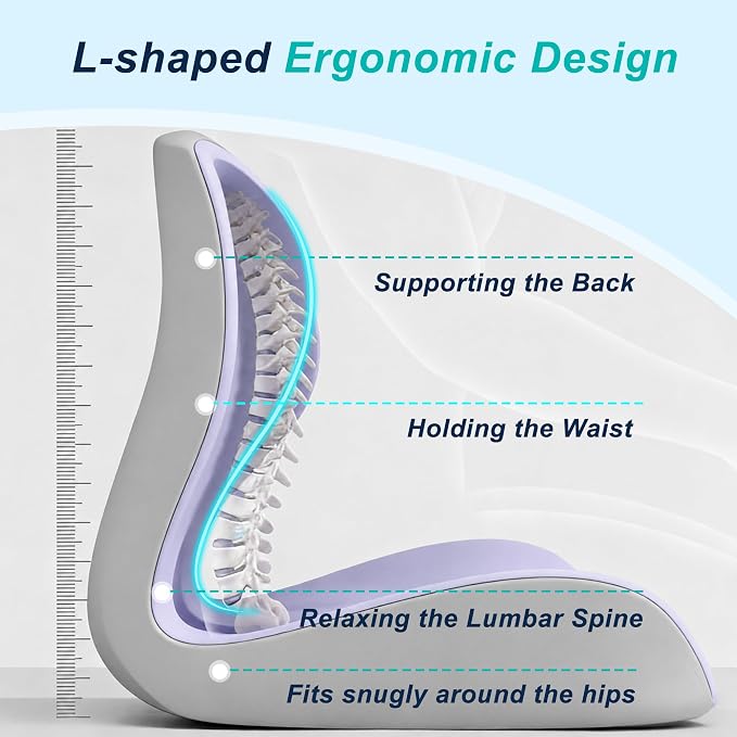 Seat Cushion for Office Chair, Ergonomic Cushion with Lumbar Support Pillow | Orthopedic Memory Foam Coccyx Cushion for Tailbone & Sciatica Pain Relief, Ideal For Office Chairs, Car Seats, Wheelchairs - Image 3