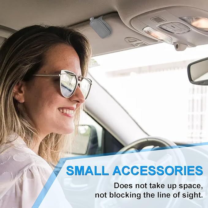 LTOHOE 2 Pack Sunglass Holder for Car, Magnetic Leather Sunglasses Holder and Ticket Card Clip, Universal for Different Size Glasses, Car Visor Accessories(Grey) - Image 5
