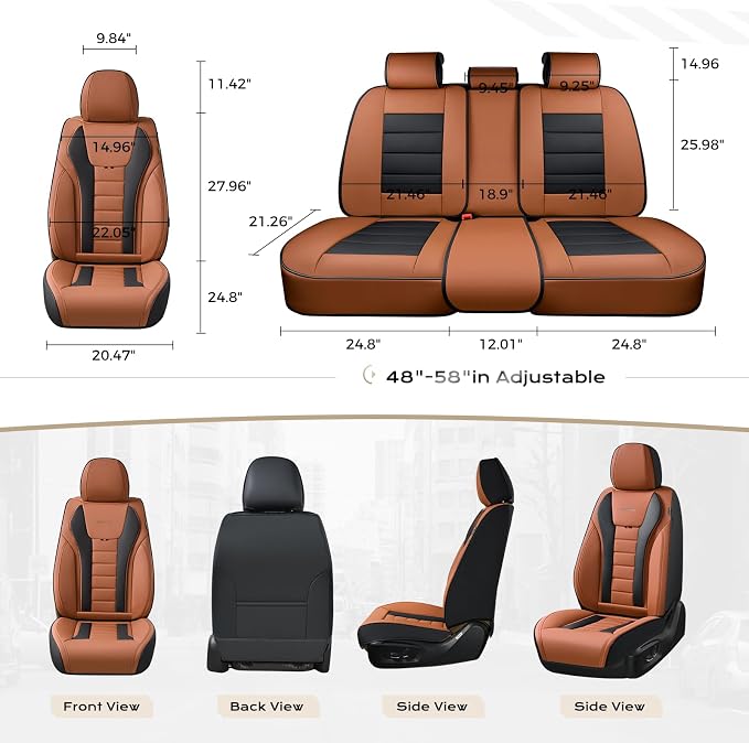 Coverado Car Seat Covers, Front Covers for Cars, Car Seat Cover Front Seats, Automotive Seat Cover, Waterproof, Leather Car Seat Cushion, Universal Interior Covers Seat Protectors for Most Cars - Image 6