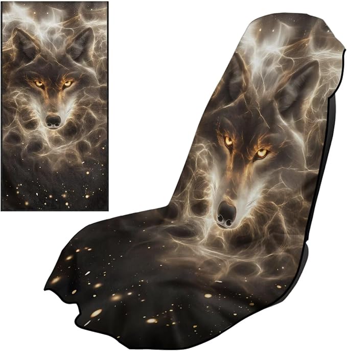 Horeset Wolf Car Seat Towel Cover – Soft & Quick-Dry Front Seat Protector, Multi-Functional for SUV Trucks Cars Sedan Van, Auto Interior Accessories by Horeset