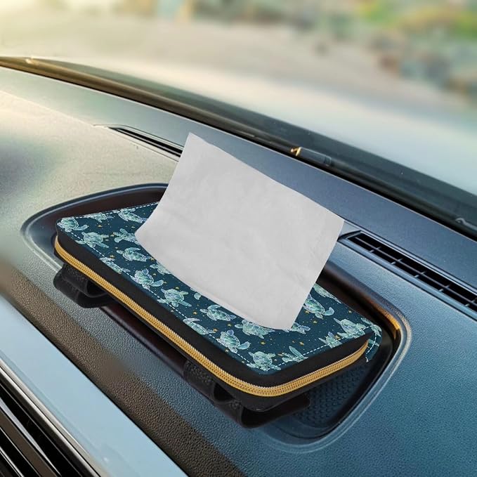 Biyejit Car Tissue Holder, Turtle Pattern Premium Sun Visor Napkin Case, Hanging Car Accessories Used to Organize Paper Towels and Storage Small Items - Image 5