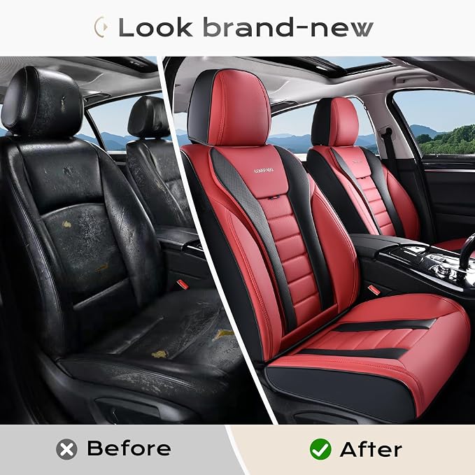 Coverado Car Seat Covers, Front Covers for Cars, Car Seat Cover Front Seats, Automotive Seat Cover, Waterproof, Leather Car Seat Cushion, Universal Interior Covers Seat Protectors for Most Cars - Image 5