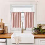 RYB HOME 100% Blackout Basement Curtains 24 inches Long, Heat & UV Blocking | Total Room Darkening, Noise Reducing, Curtains for Bathroom RV Campers, W34 x L24, Peach Pink, 2 Panels by RYBHOME