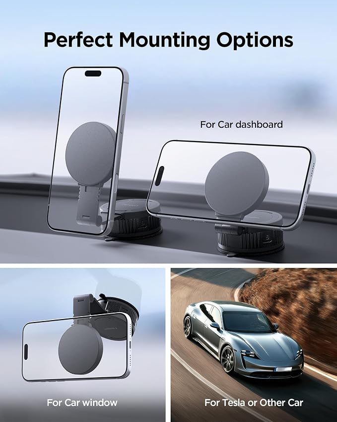 Spigen Magnetic Magsafe Car Mount [Extendable Arms] Car Phone Mount with 360° Rotation, Strong Magnetic Hold for iPhone 17 16 15 14 13 12 PixelSnap Pixel 10 Pro XL Fold - Dashboard - Image 3