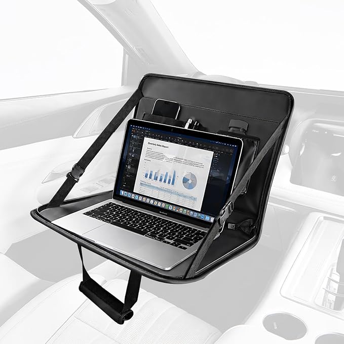NEVERLAND Car Steering Wheel Desk for Laptop - 3-in-1 Car Tray | Fits < 15.75" Wheels, Portable, Car Desk Table Tray for Commuters and Kids, Holds 15" Laptops & 6.6 lbs Load by Professionalcoversellers