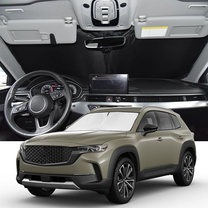 Windshield Sunshade for Mazda CX-90 2024-2026 Sun Shade Windshield | Upgrade 4 Layers Blocks UV Rays Custom Fit CX-90 Car Window Shade Front Windshield Keep Cool Foldable Car Accessories by ZOIBVCARSUNSHADE