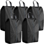 5Pcs XL Travel Shoe Bags Portable Travel Gifts Shoe Organizer with Zipper Closure, Waterproof Nylon Shoe Storage Organizer with Handle Travel Bags For Men and Women, Black by ASANMEYO