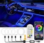 Jushope Interior Car LED Strip Lights, RGB USB Car Ambient Lighting with Wireless APP & Remote Control, Car Accessories Fiber Optifc Lights Sync to Music (5 LED/276 inches) by Jushope