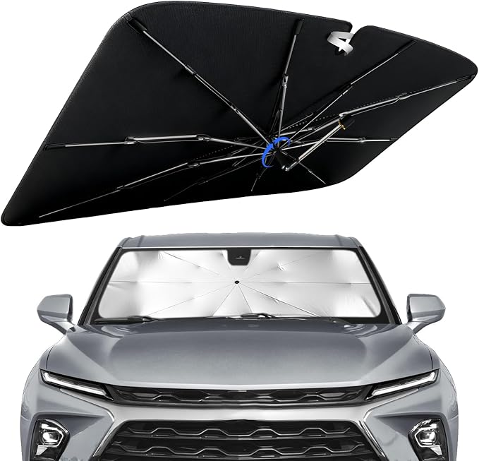 Windshield Sun Shade for Chevrolet Blazer 2019-2026 with 360°Rotating Shaft | Custom Fit Umbrella Sunshade for UV Blocking, Interior Heat Protection, Easy Storage, UPF 50+ Cool Windshield Cover by Lonyaqui