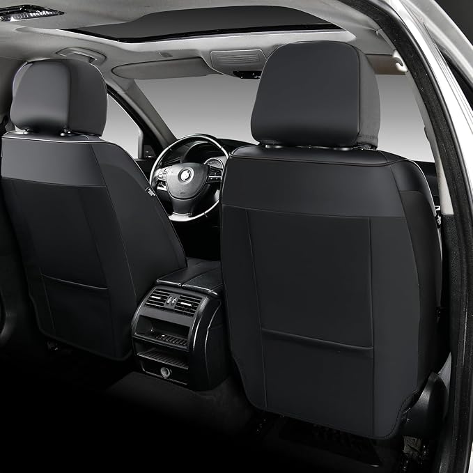 FLORICH Leather Automotive Seat Covers, Waterproof Seat Covers, Black Front Car Seat Cover, Full Coverage Car Seat Covers 2 Pack Car Seat Cushion Protector Universal Fit for Most Cars SUV Trucks - Image 9