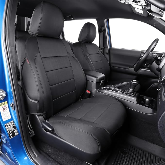 EKR Tacoma Car Seat Covers Custom Fit for Toyota Tacoma (Petrol) 2024 2025 2026 DoubleCab/CrewCab SR/SR5/TRD Sport/TRD Off-Road/Limited -Truck Seat Covers Full Set, Neoprene (Black) by EKR
