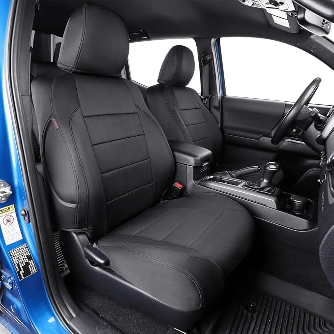 EKR Tacoma Seat Covers Custom Fit for Toyota Tacoma (Only for Hybrid) 2024 2025 2026 Double cab TRD Sport/TRD Off-Road/Limited/Trailhunter -Truck Seat Covers Full Set,Neoprene (Black) by EKR