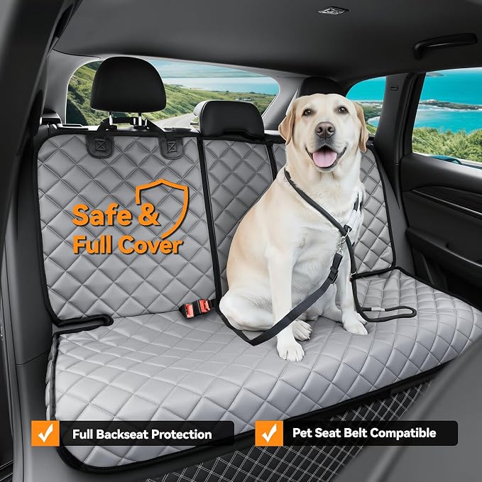 Dog Car Seat Cover for Back Seat,PU Leather Truck Back Seat Cover,XL,Grey | Waterproof,Nonslip,Heavy-Duty Bench Seat Covers for Trucks Ford F150/Chevrolet Silverado/Ram1500/GMC Sierra/Toyota - Image 4