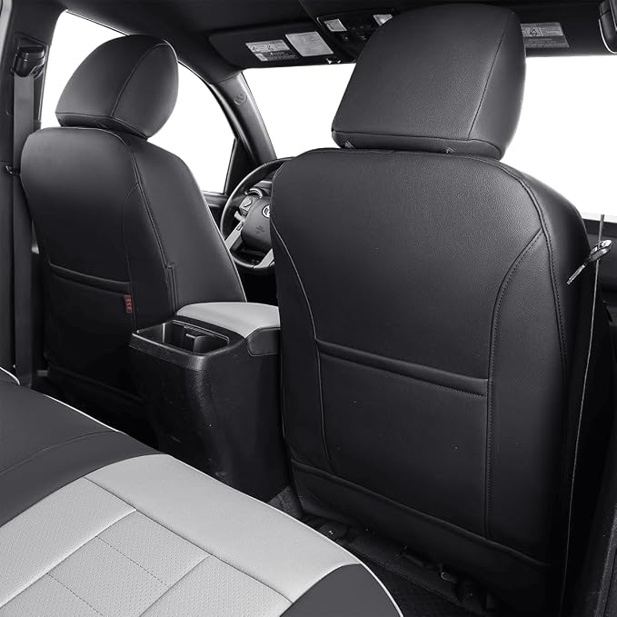 EKR F150 Seat Covers Custom Fit for(2 Door,SuperCab/Extended Cab) 2015-2020 Ford F150 XL/XLT/Lariat & 2017-2022 F250/F350 SuperDuty XL/XLT/Lariat,Easy to Clean-Faux Leather(Black/Gray) - Image 3