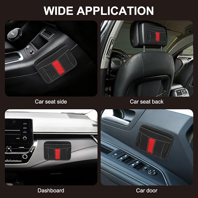 HARFINGTON 2pcs Car Seat Side Pocket Organizer PU Leather Auto Door Console Storage Bag Car Seat Gap Filler Multifunctional Car Pocket Pouch for Keys Coins Phone Sunglasses, Brown - Image 6