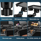JPart Car Cup Holder Tray, Cup Holder Expander, 2 in 1 Detachable Car Food Tray with 360°Rotation Tray for Eating, Storage and Travel Road Essentials, Black - Image 5