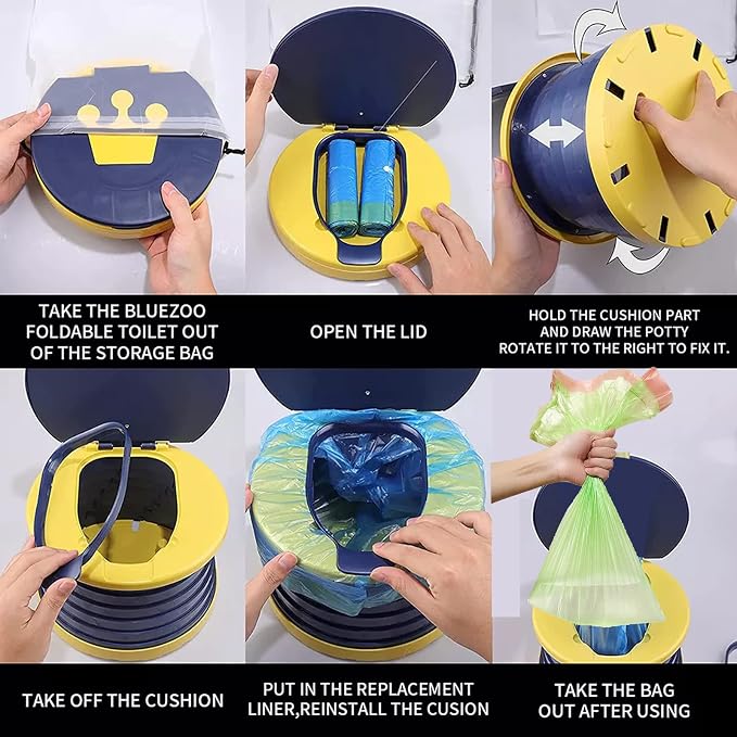 SunnySmile,Travel Potty,Car Potty for Toddler,Portable Toilet for Kids | Portable Toilet for Kids with 45 Liners,for Toddler Travel, Camping, Foldable, Indoor/Outdoor Use - Image 5