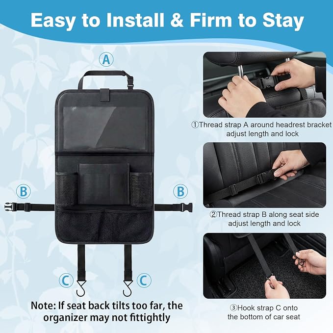 Car Backseat Organizer with Foldable Table Tray & Touchable Tablet Holder | Oxford Fabric,11 Large Capacity Storage Pockets.Kick Mat Protector for Family Road Trip Travel - Image 7